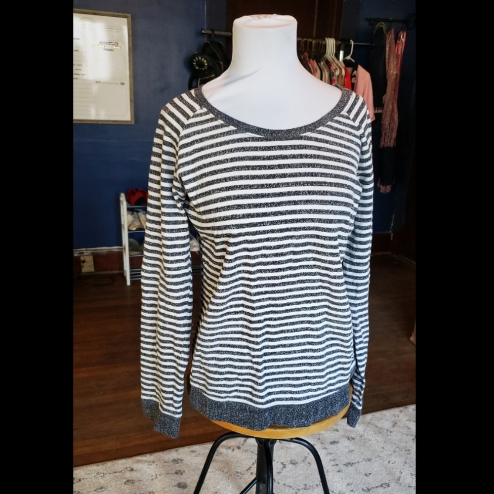 Bobbie Brooks Striped Sweatshirt gray and white size small